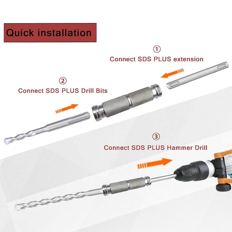 Regiis Tech 3.9'' SDS-Plus to SDS-Plus Drill Extension, Alloy Steel Adapter for Home Rotary Hammer Drills,Equipped with Grease - Image 4